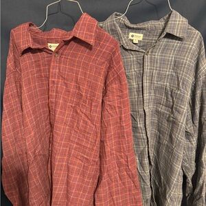Haggar Red and Orange Plaid Shirt